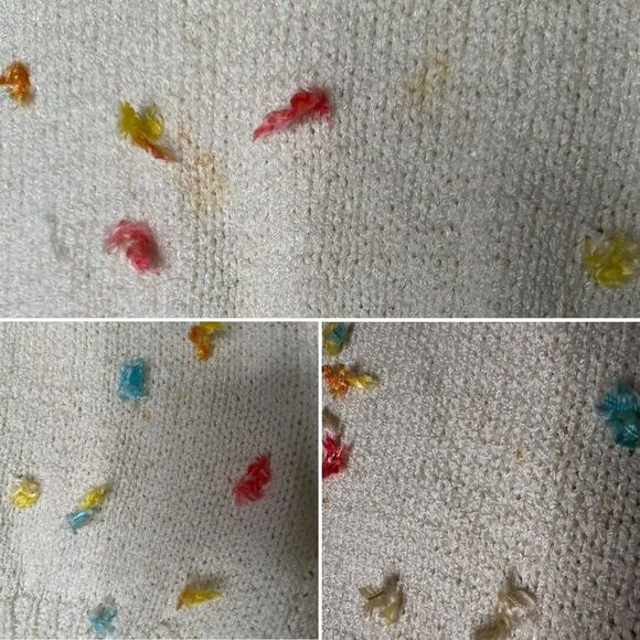 Vintage 80s Speckled Confetti Textured Knit Sweater Short Sleeve Mock Neck S/M - Picture 6 of 10